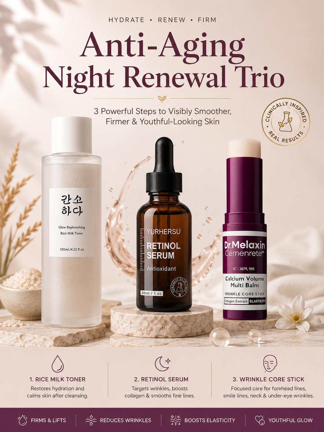 ✨ Best 3-Product Anti-Aging Combo (Simple + Powerful) PM 🌙